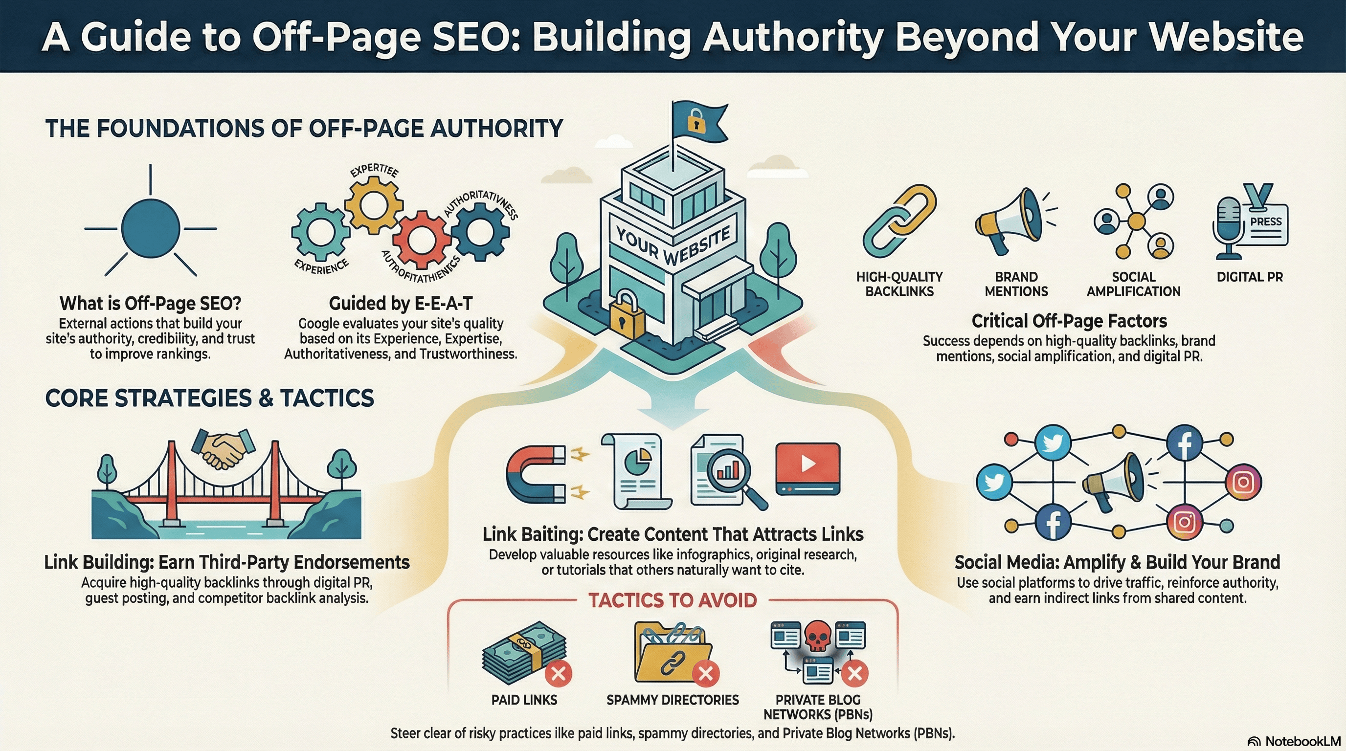 Infographic summarizing Off-Page SEO factors